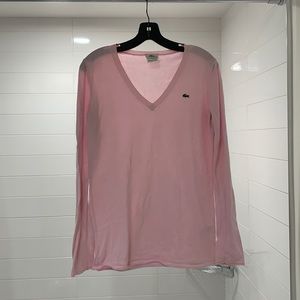 Pink v neck Lacoste sweater